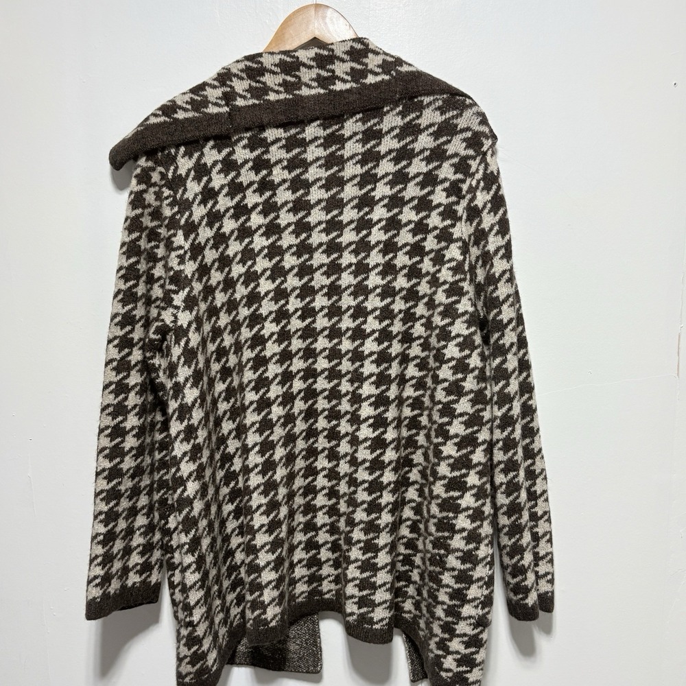 Max Studio Cardigan Womens XL Brown Houndstooth Soft Open Front Sweater - Picture 6 of 8